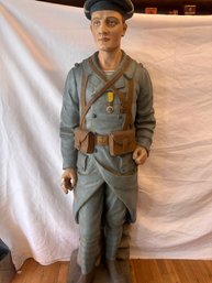 Vintage Plaster Soldier Statue
