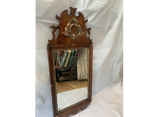 Antique Chippendale Style Mahogany And Parcel Gilt Mirror