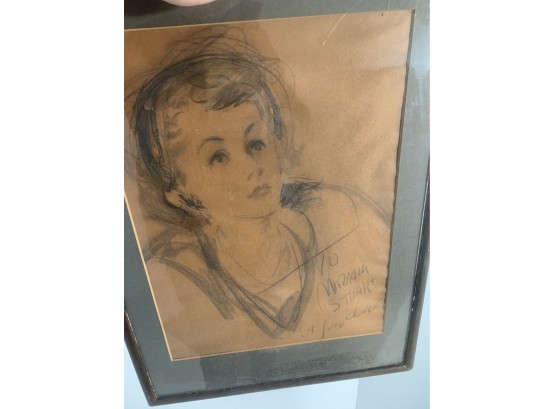 Vintage Framed Sketch Miriam Stuart
