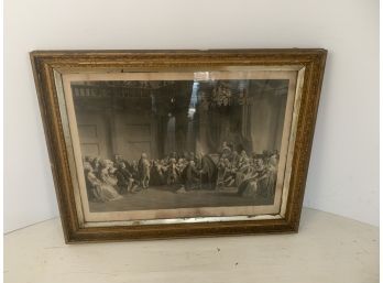Antique Large Frame And Lithograph