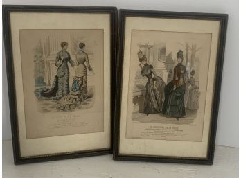 Antique Hand Colored Lithographic Fashion Wall Arr