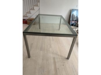 Crate And Barrel Stainless And Glass Dining Table
