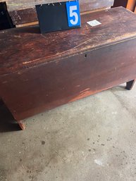 Lot 5 - Antique Red Wooden Storage Cabinet 44'L X 18'W X 24'H