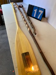 Lot 17 - Canoe Paddle And Two Walking Sticks