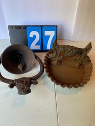 Lot 27 - Antique Farmhouse Dinner Bell And Boot Scraper