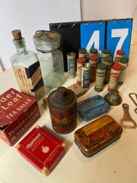 Lot 47 - Vintage And Antique Tins, Boxes, And Bottles.