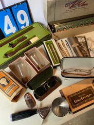Lot 49 - Vintage Lot Of Cross Pens, Eye Glasses, Light Bulbs, Etc.