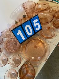 Lot 105 - Collection Of Pink Depression Glass.