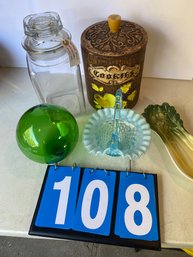 Lot 108 - Collection Of Glass And Ceramic. Nice Necco Apothecary Candy Jar.