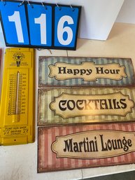 Lot 116 - Metal Signs And Rare Flint Shop Advertising Thermometer.