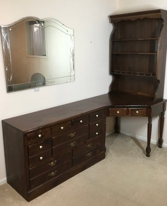 Ethan Allen Vintage 3 Piece Dresser/desk Set With Chair (Mirror Not Included)
