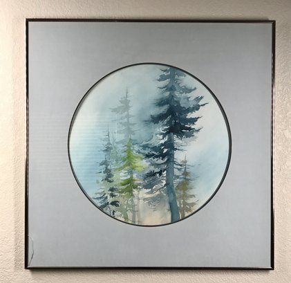 Framed MM Riney 1980 Print Of Pine Trees- See Photos For Condition
