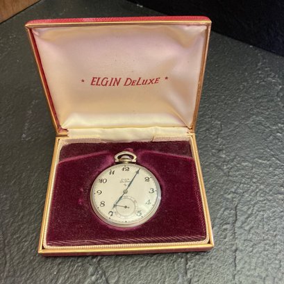 Antique Elgin Deluxe Pocket Watch With Original Case