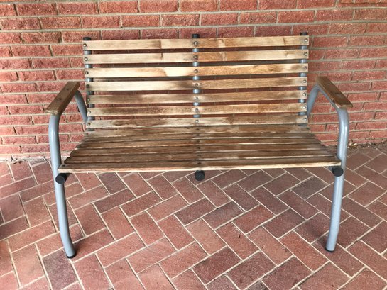 Wood & Metal Front Porch Bench