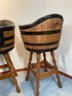 5 Super Groovy Vintage Leather Barrel Style Bar Stools (Used But Good Shape, See Photos For Overall Condition)