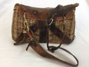 Vintage Leather And Wicker Basket