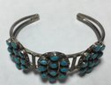 Three Medallion Vintage Turquoise Cuff - Tests Silver