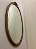 Antique Carved Wood Oval Beveled Mirror