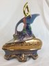 Vintage James Beam Liquor Decanter Blue &  Gold With Grapes Detail * Must Be 21 With ID