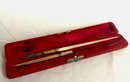 Antique Gold With Mother Of Pearl Ink Dipping Pen In Case (1 Complete & 1 Broken )