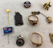 Collection Of Vintage School & Organization Pins & Rings Featuring 2 Gold Class Rings