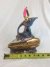Vintage James Beam Liquor Decanter Blue &  Gold With Grapes Detail * Must Be 21 With ID