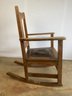 Antique Arts And Crafts Mission Style Oak Rocker With Leather Seat