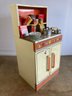 Vintage Metal Childrens Toy Kitchen With Assortment Of Miniature Food Items & Kitchen Utensils (See Photos)