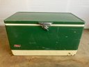 Big Vintage Green Metal Coleman Insulated Cooler With Locking Lid