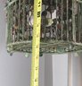 Decorative Green Patina Bird Cage With Faux Vines