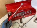 Red Metal Toolbox With Assortment Of Tools (see Photos)