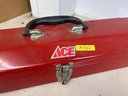 Red Metal Toolbox With Assortment Of Tools (see Photos)
