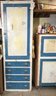 Pair Of Antique 1926 White And Blue Cabinets With Contents (see Photos)