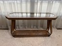 Wooden Table With Beveled Glass Insert