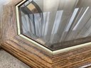 Wooden Table With Beveled Glass Insert