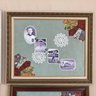 4 Beautiful Framed Memory Plaques With Cloth Pictures & Assortment Of Adornments