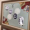 4 Beautiful Framed Memory Plaques With Cloth Pictures & Assortment Of Adornments