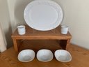 Large White Ceramic Platter, For Dessert Dishes, & 3 White Bowls