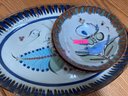 Large Mexican Earthenware Platter & 2 Bowls