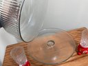 Glass Cake Stand With A Lid & 2 Norwegian Handmade Candleholders
