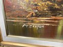 Large Original Painting In Gold Frame By M Carter