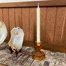 To Glass Candle Stick Holders, Two Decorative Plates, & Table Runner