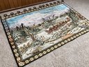 Vintage Wall Tapestry Of Dog Sled Team With Hanging Brackets Hall & Hoops