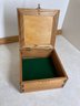Small Square Hinged Lid Wooden Box With Puppy Face In Lea