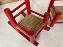3 Pieces Of Small Red & Wicker Doll Furniture