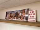 Long Poster Of Teddy Bears & Sign That Says Do Not Feed The Bears Hugging Is OK