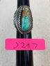Single Vintage Turquoise Ring With Feather Accent