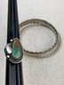 Set Of Sterling Silver Bangle & Turquoise Ring With Leave Detail