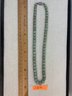 Vintage Green Jade Stone Beaded Necklace With Vintage Silver Clasp
