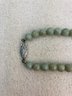 Vintage Green Jade Stone Beaded Necklace With Vintage Silver Clasp